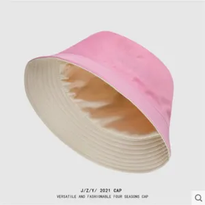 Unisex Reversible Bucket Hat Summer Sun Protection Fisherman Hat Japanese Style Solid Color Casual Outdoor Cap For Men Women