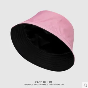 Reversible pink black bucket hat casual sun protection fashion casual hat summer cap