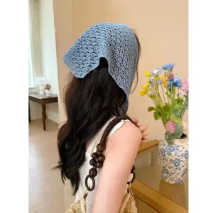Femmes Creux Crochet Tricoté Écharpe Triangulaire Bandana Foulard Châle