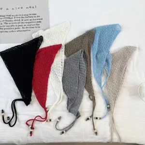 Foulard triangulaire ajouré multicolore, châle tricoté décontracté fait main pour les femmes.