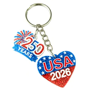 US 250. Jubiläum Schlüsselanhänger Set, patriotischer USA 2026 Glitzer Taschenanhänger.