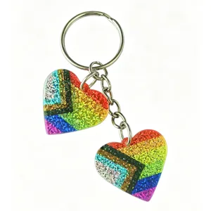 Colorful glitter heart keychain cute resin bag charm for keys stylish accessories