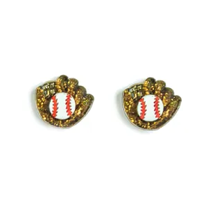 Lindos aretes de broche con guante de béisbol, joyería de moda deportiva brillante.