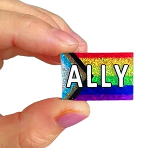 Broche arc-en-ciel ally fierté LGBTQ soutien insigne émail finition pailletée accessoires