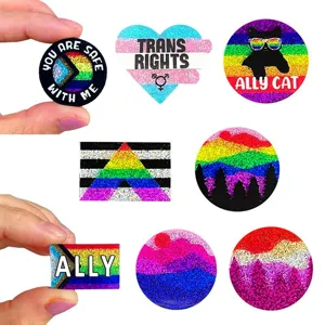 Set de broches arc-en-ciel à paillettes, badges émaillés chat montagne pour tous les jours.