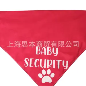 Red pet bandana bib with cute baby security print for cats and dogs daily wear detail view.