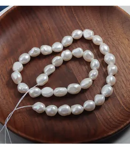 Natural freshwater baroque white pearl strand for DIY jewelry making design and craft projects.