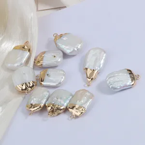 Natürliche Süßwasser Barockperlen Anhänger mit vergoldeten Fassungen für DIY Schmuck.