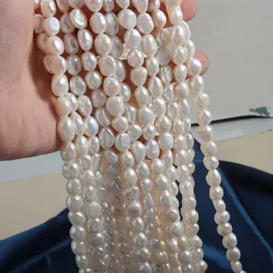Natural freshwater baroque pearl strand, 9mm irregular loose beads for jewelry making 36cm