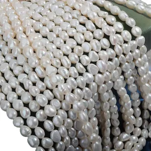 Natural freshwater baroque pearl strands, 9mm white irregular pearls for DIY jewelry making.