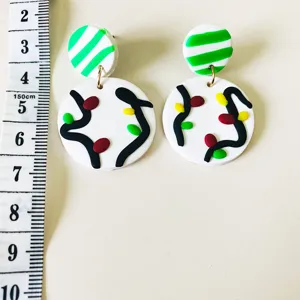 Handgemachte Polymer Ton Ohrringe süße Weihnachtsbeleuchtung Design hängende Damenohrringe