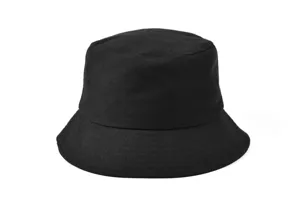 Classic plain black bucket hat for men and women, premium cotton sun protection sun hat.