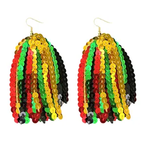 Afrikanischer Stil bunt Pailletten Fransen Ohrringe Damen Festival Schmuck Geschenk
