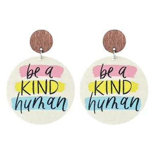 Holz Hängeohrringe mit inspirierendem Zitat Druck, trendiger lehrer thematischer Schmuck.