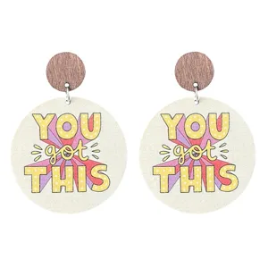 Retro holz ohrringe runde ohrhänger mit inspirierendem you got this motiv stilvoller schmuck.