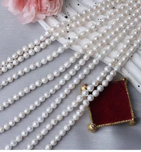 7mm Threaded Baroque Natural Freshwater Pearl Irregular Beads For DIY Jewelry Making