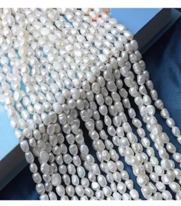 Natural freshwater baroque pearl strands, 6-7mm white irregular pearl beads for DIY jewelry.