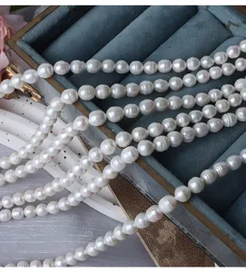 7mm threaded baroque natural freshwater pearl strands for DIY handmade jewelry making