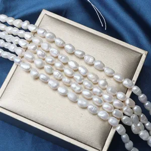 Natural baroque freshwater pearl strands 6-7mm irregular white pearl beads for jewelry