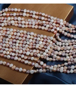 5-6mm candy color baroque freshwater pearl strands, irregular loose beads for jewelry making.