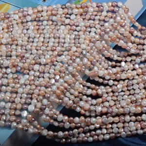 5-6mm Candy Color Baroque Freshwater Pearl Strands Natural Irregular Loose Beads DIY