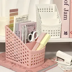 Scatola Portaoggetti da Scrivania Multifunzionale Portapenne in Plastica Traforata Organizer per Cancelleria Ufficio Scuola