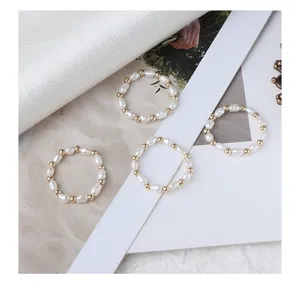 Natürliche Süßwasser Perle Ring mit Goldperlen minimalistischer Schmuck zarte Ringe chic