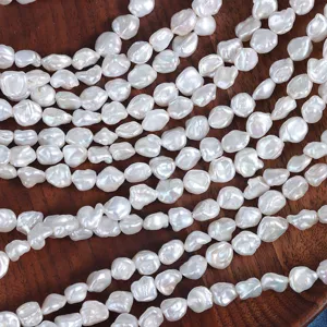 Natural freshwater baroque pearl strands 7-8mm irregular shape pearl beads for jewelry making details