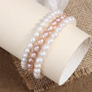 Natürliche Barock Perlen Armband minimalistischer mehrreihiger Schmuck für Alltag