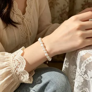 Natürliche Süßwasserperlen Armband Barock minimalistisch Alltag vielseitiger Schmuck Stil