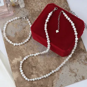 Barocke Natürliche Süßwasserperlen Halskette 14K Gold Filled 925 Sterling Silber Verschluss Unregelmäßige Perlen Schlüsselbeinkette