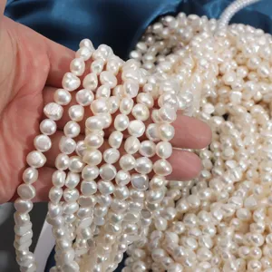 Natural Freshwater Pearl Beads Baroque Irregular Side Drilled Loose Beads For DIY Jewelry Making Necklaces White