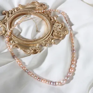 Naturfruchtwasser Perlenkette Verlauf Tropfenform 14K vergoldet elegante Schmuck Geschenk Damen