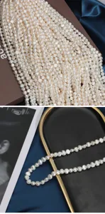 Close-up detail of 8-9mm baroque freshwater loose pearls, side drilled for DIY jewelry making.