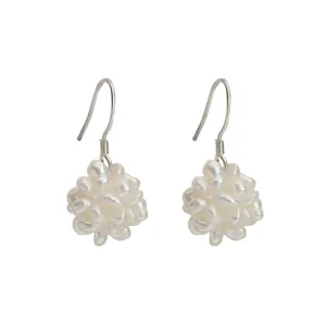 Boucles d'oreilles perles boule baroque, perles d'eau douce naturelles, bijoux élégants.