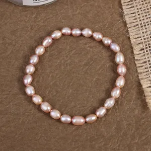Natürliche Süßwasser Barock Rosa Perlen Armband, einfaches Design für den Alltag Detail.