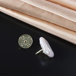 Natural freshwater baroque pearl brooch pin with gold clutch back, elegant collar accessory.