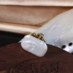 Square baroque pearl brooch natural freshwater pearl collar pin and scarf buckle accessory.