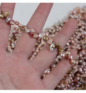 Detailansicht von 4-5mm Natur Süßwasser Barock Perlen, unregelmäßige Perlen für DIY Schmuck.