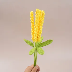 Branche de fleur jaune au crochet faite à la main décoration d'intérieur plante artificielle