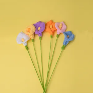 Branche de Fleurs de Calla Tissée à Main en Fil de Laine Crochet Cadeau de la Journée des Professeurs Décoration Florale