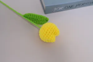 Handcrafted crochet yarn tulip artificial flower, perfect handmade decor gift for room.
