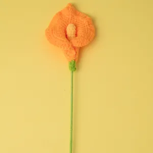 Fleur artificielle de lys calla au crochet à la main en laine pour belle décoration maison