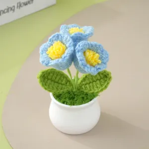 Handgefertigte gehäkelte Topfblume künstliche Pflanze Strickgarn Tischdekoration Geschenk.