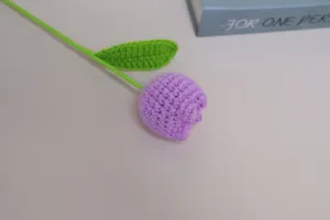 Handmade crochet purple tulip artificial flower knitted gift home decoration ornament