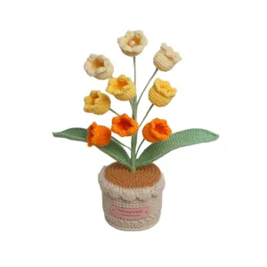 Plante en pot au crochet faite à la main fleur artificielle décoration de maison cadeau