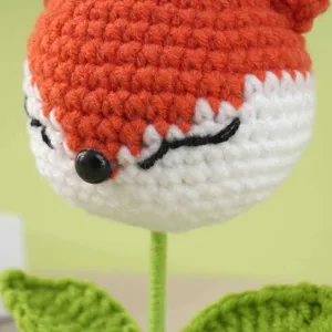 Handgemaakte gehaakte dierkop potplant huisdecoratie wol creatief cadeau idee.