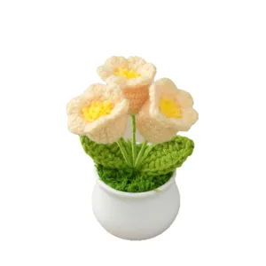 Handgemachte gehäkelte Topfblumen künstliche Pflanze Heimdeko Geschenk für Freundin Valentinstag