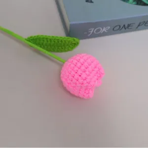 Handmade crochet tulip knitted flower artificial plant home decor gift for teachers