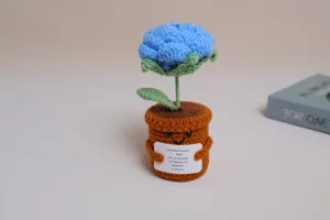 Handmade crochet potted flower knitted desktop ornament emotional support plant gift idea